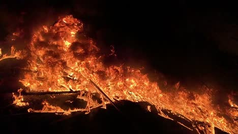 large open fire pit burning in slow motion 1080p
