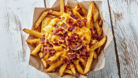 patatas fritas con tocino y queso