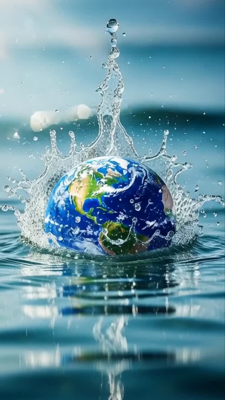 Globo del pianeta Terra che si immerge nell'acqua