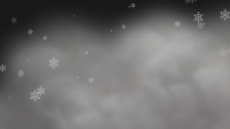 Animation-Von-Schnee,-Der-Auf-Graue-Wolken-Fällt