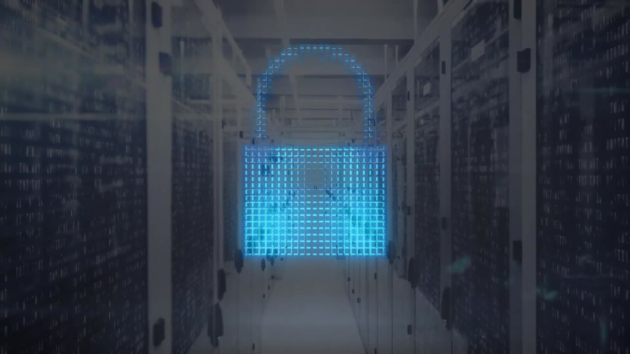 animación del candado y procesamiento de datos a través de servidores informáticos