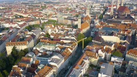 picturesque drone shot of historic old town in munich's city center