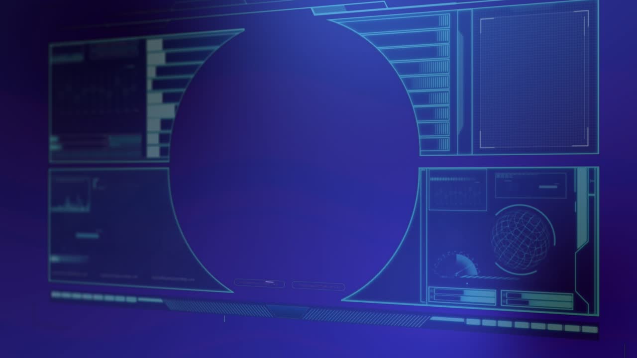 Animation of data processing on blue digital screen