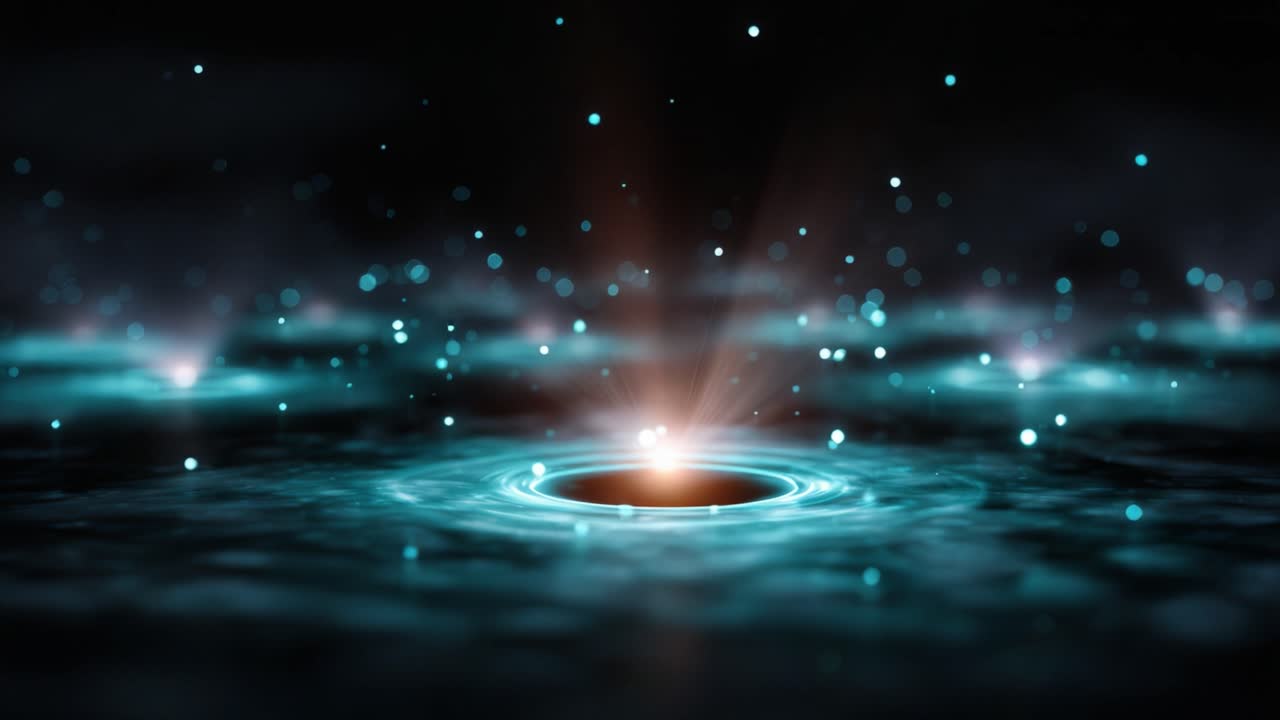 Dynamic Circular Flow of Light and Particles Surrounding a Black Hole in a Vividly Rendered Cosmic Scene with a Glowing Halo Effect