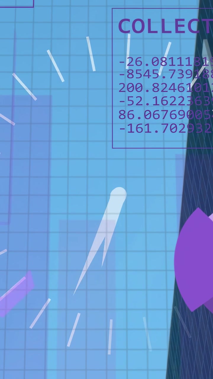 Vertical video: Dashboard graphics animating on % change, sweeping pointer showing data collection