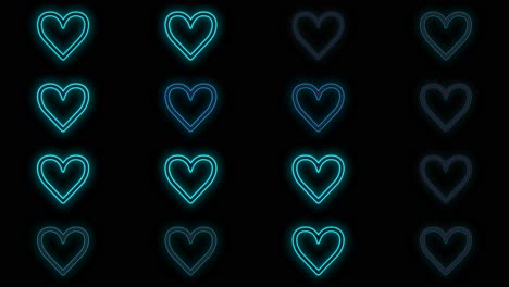 patrón de corazones con luz azul neón pulsante 6
