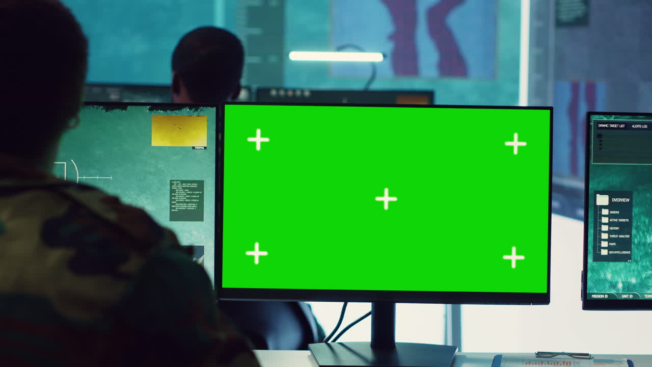 여성 해군 전문가는 국가 해안선에 따라 군함 활동을 감시합니다.