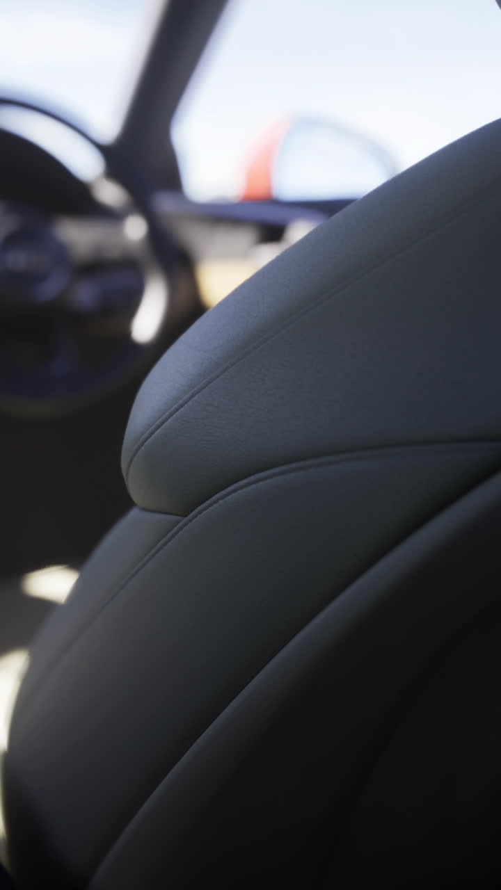 Imagen del interior de un coche moderno en la que se destacan los elegantes asientos de cuero y el salpicadero