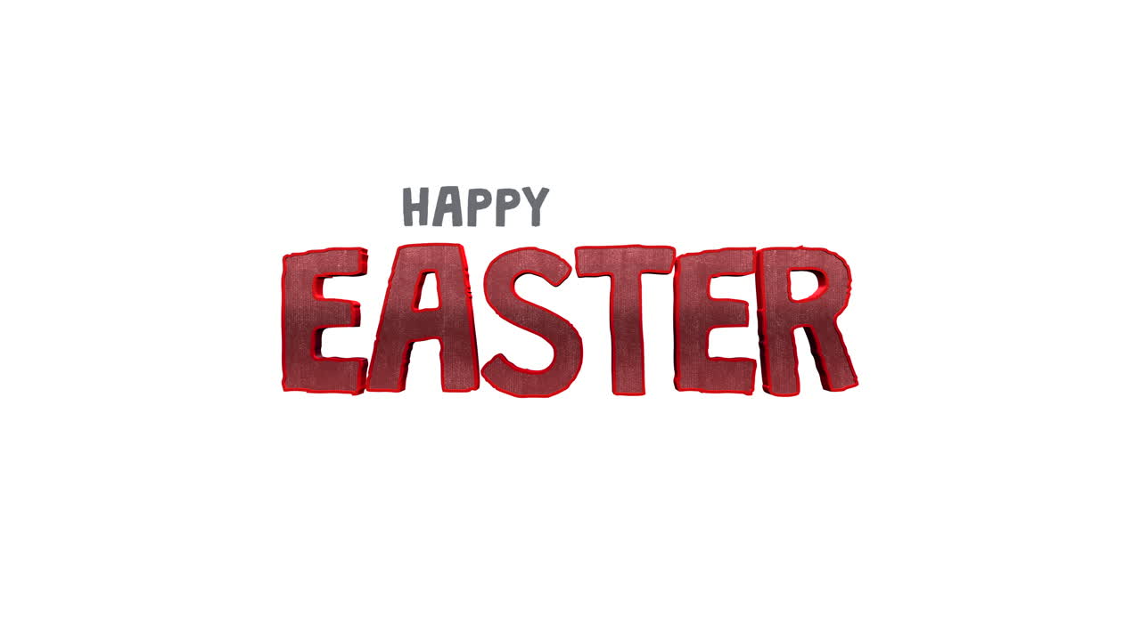 Un banner rosso festivo mostra le parole Buona Pasqua in lettere bianche