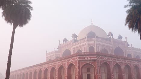 humayun tomb at misty morning from unique perspective shot is taken at delhi india