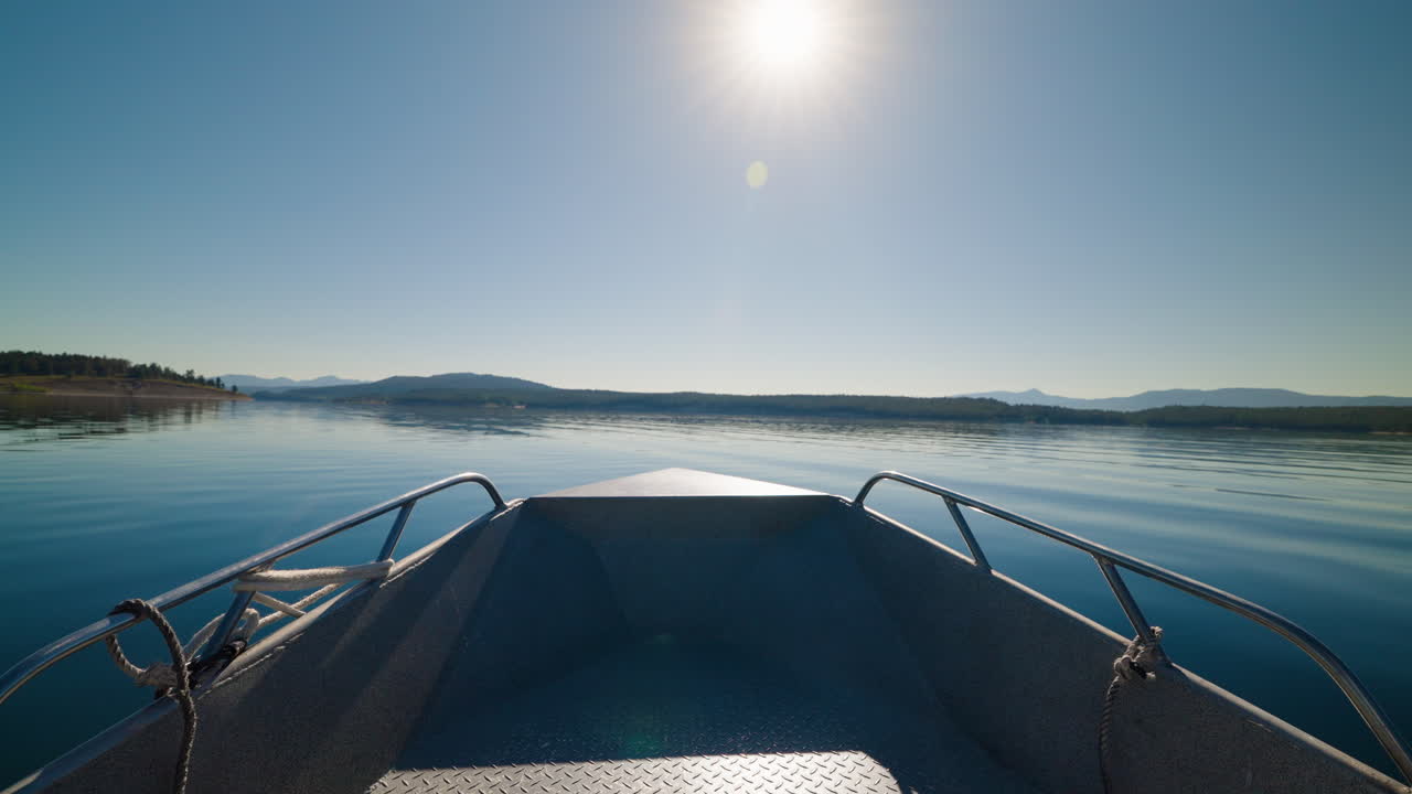 Boating on a Calm Lake Under a Sunny Sky
