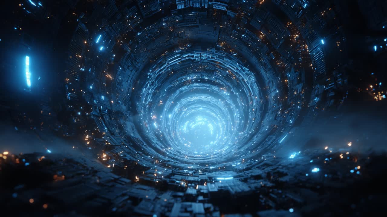 A Cosmic Journey Through a Futuristic Portal: An Immersive Experience of Sci-Fi Dimensions and Technological Wonders in a Deep Space Environment