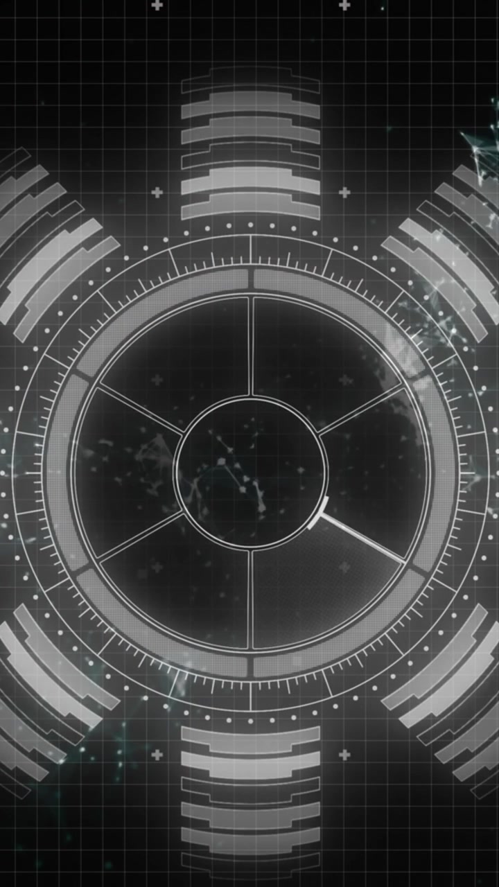 Animation of grey circular scanner and processing data on interface with black background