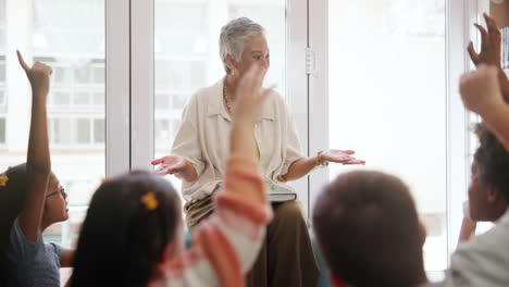 teacher with students in a classroom