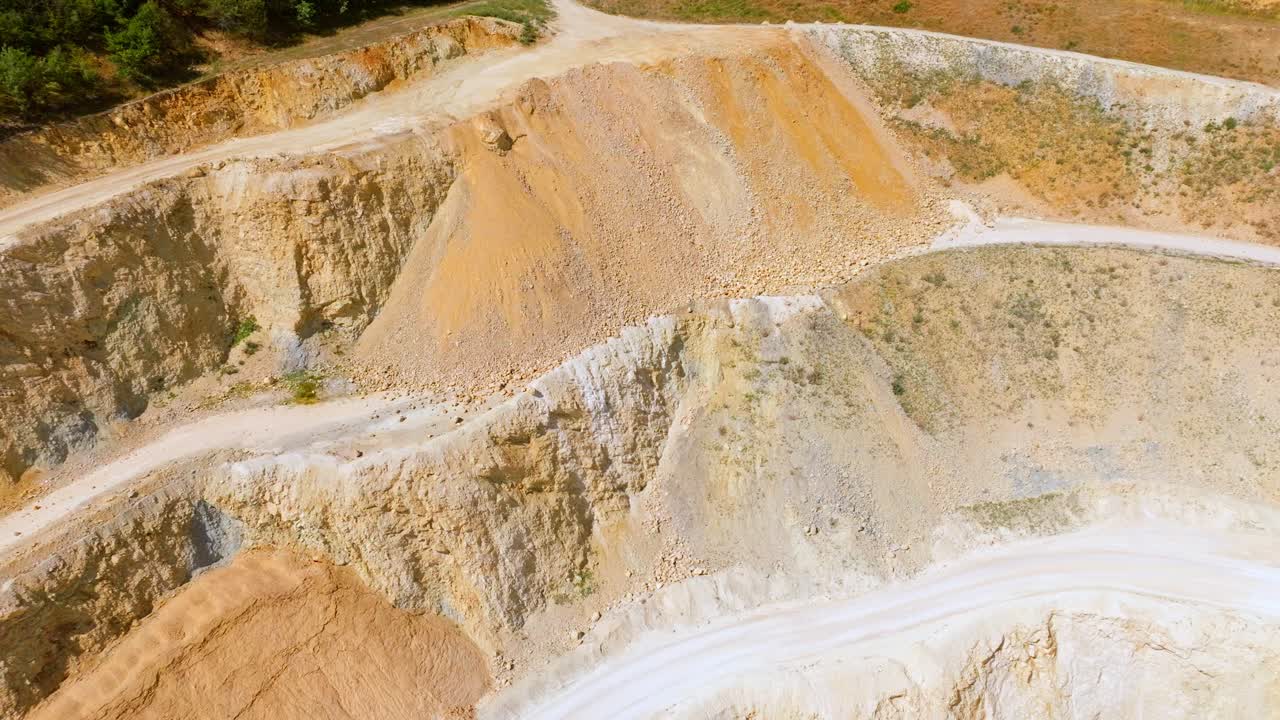 Aerial View Of Opencast Mining Quarry Limestone Mine Drone Shot Free Stock Video Footage