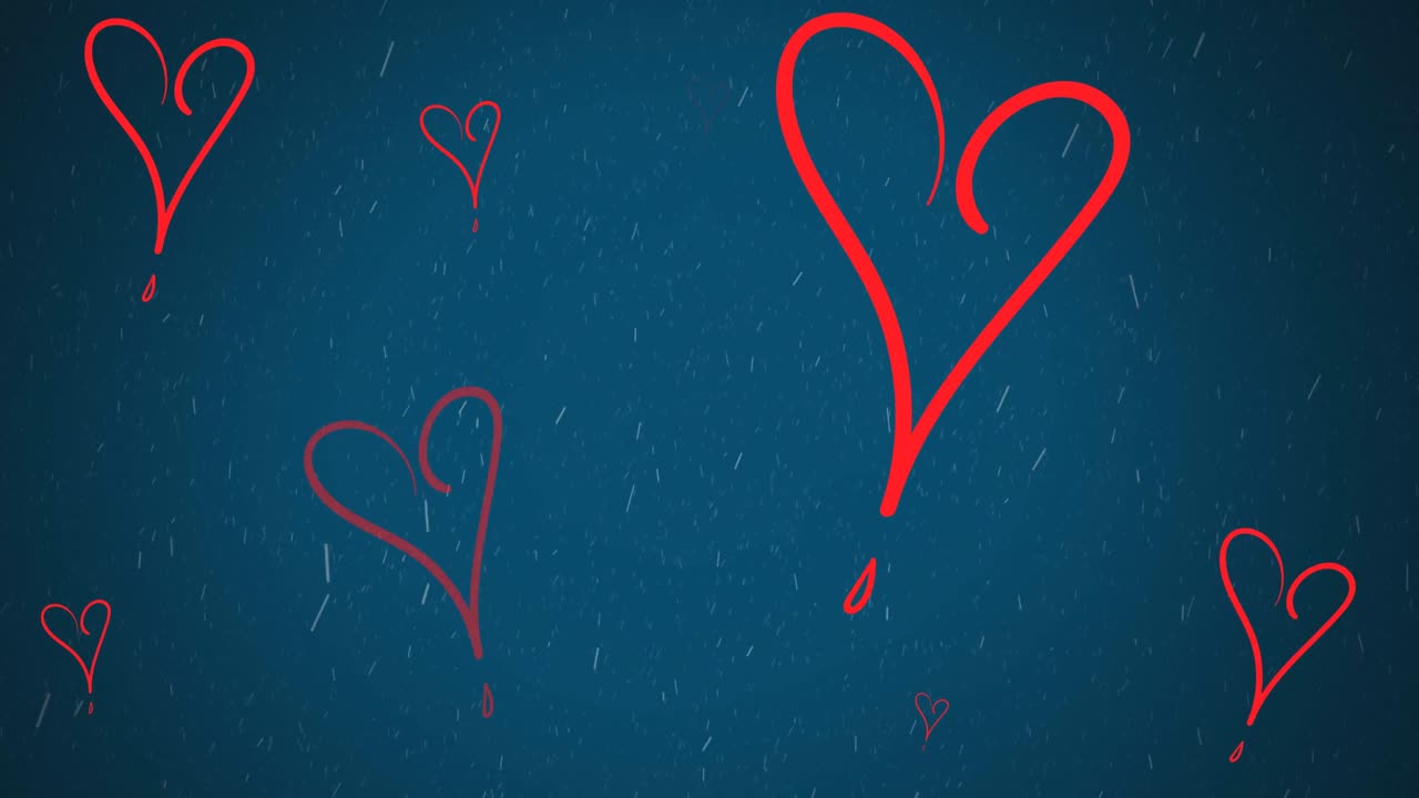 animación de corazones rojos moviéndose sobre un fondo azul