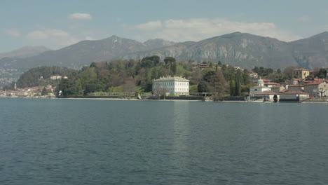 drone view of a villa in bellagio, lake como, in italy