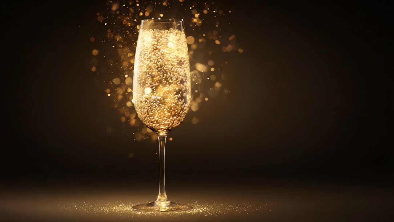 A Sparkling Celebration: A Glittering Glass of Effervescent Bubbles and Golden Energy Captured in Stunning Transformational Frames of a Gleaming Beverage