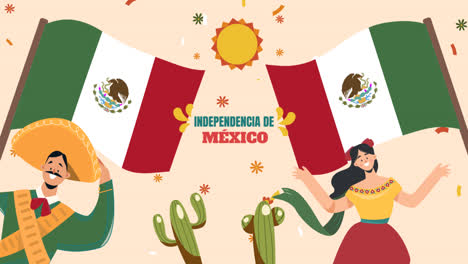 an animation of flat background for mexico independence day celebration