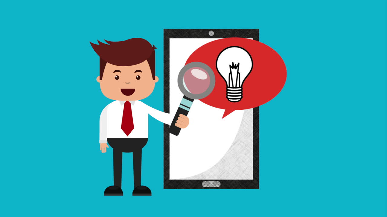 businessman with ecommerce technology animation