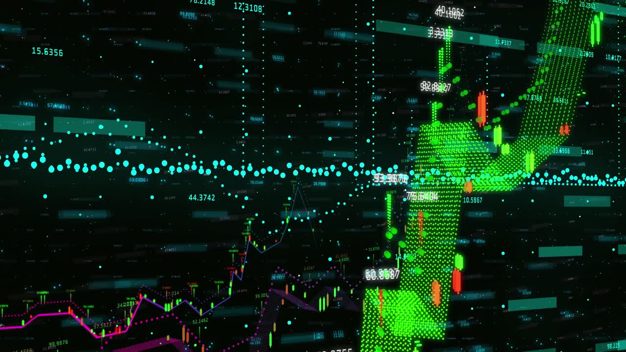 Animation of financial data processing over world map