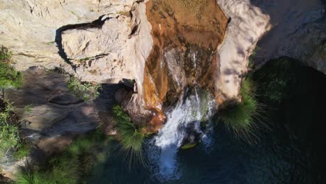 waterfall and stream with showy turquoise waters