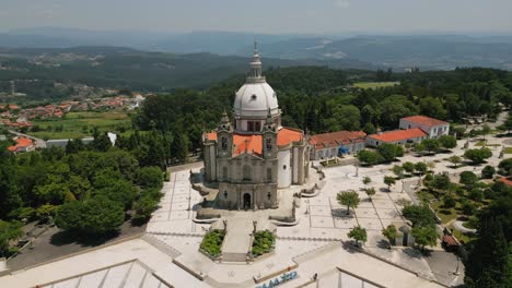 Panoramic-view-of-Sameiro-Sanctuary-Braga,-amid-lush-landscape