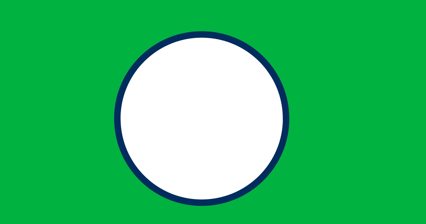 Digital animation of white circular banner with copy space against black background