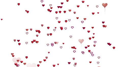 animación de corazones rojos que se mueven sobre un fondo blanco