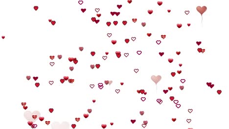 animation of red hearts moving over white background