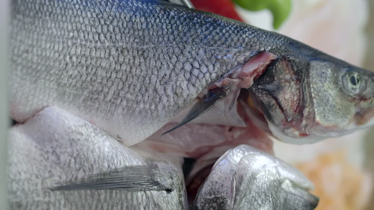 Close-up of Fresh Raw Fish Displayed for Sale
