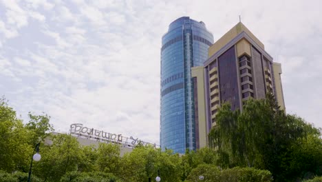 modern and traditional skyscrapers in a city