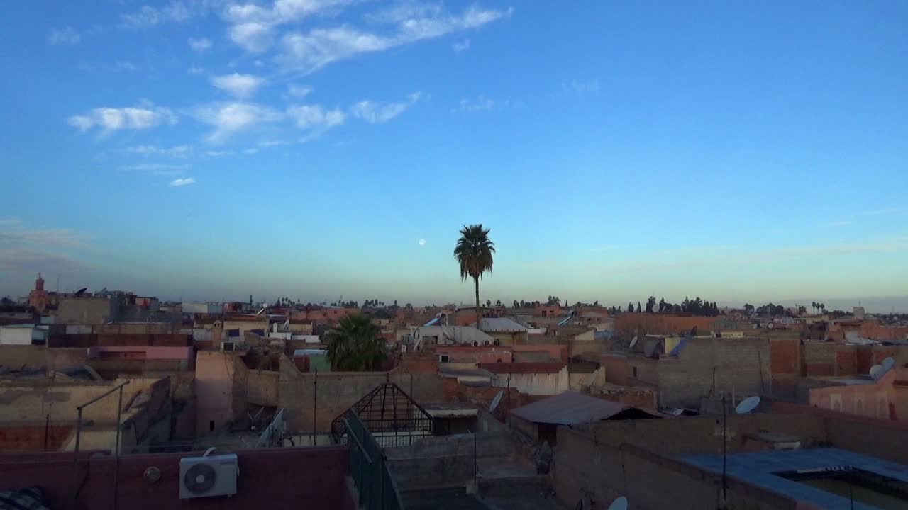 early morning roof top view in marrakesh