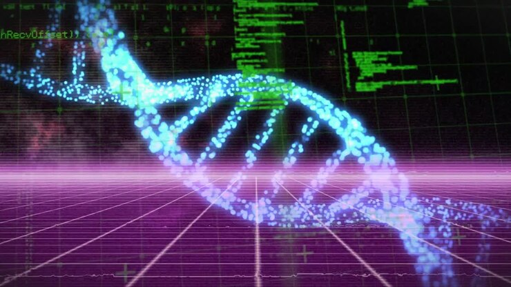 Animation of dna strand spinning and medical data processing