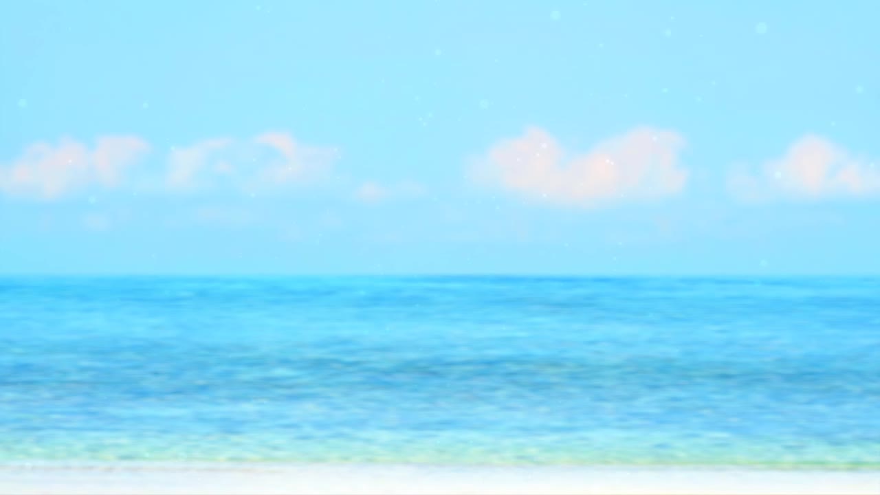 반이는 보케 입자, 날아다니는 흐릿한 파도, 해변과 은 바물, 여름 휴가