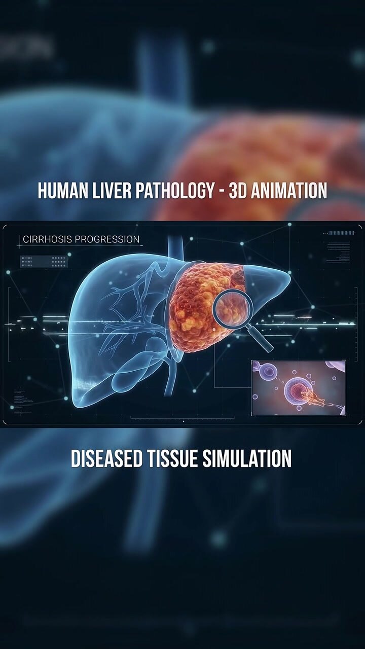 3D Medical Animation of Human Liver Cirrhosis Progression
