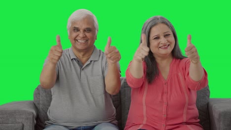 Cheerful-Indian-old-couple-showing-thumbs-up-Green-screen