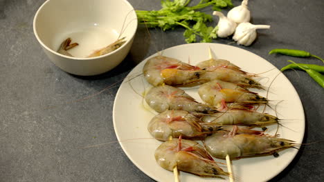 fresh shrimp on skewers