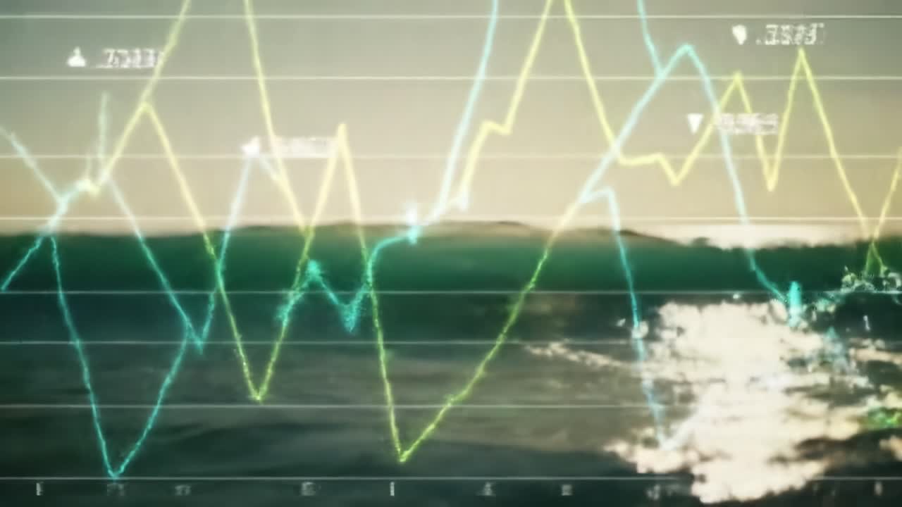 Financial Data Overlay on Ocean Waves