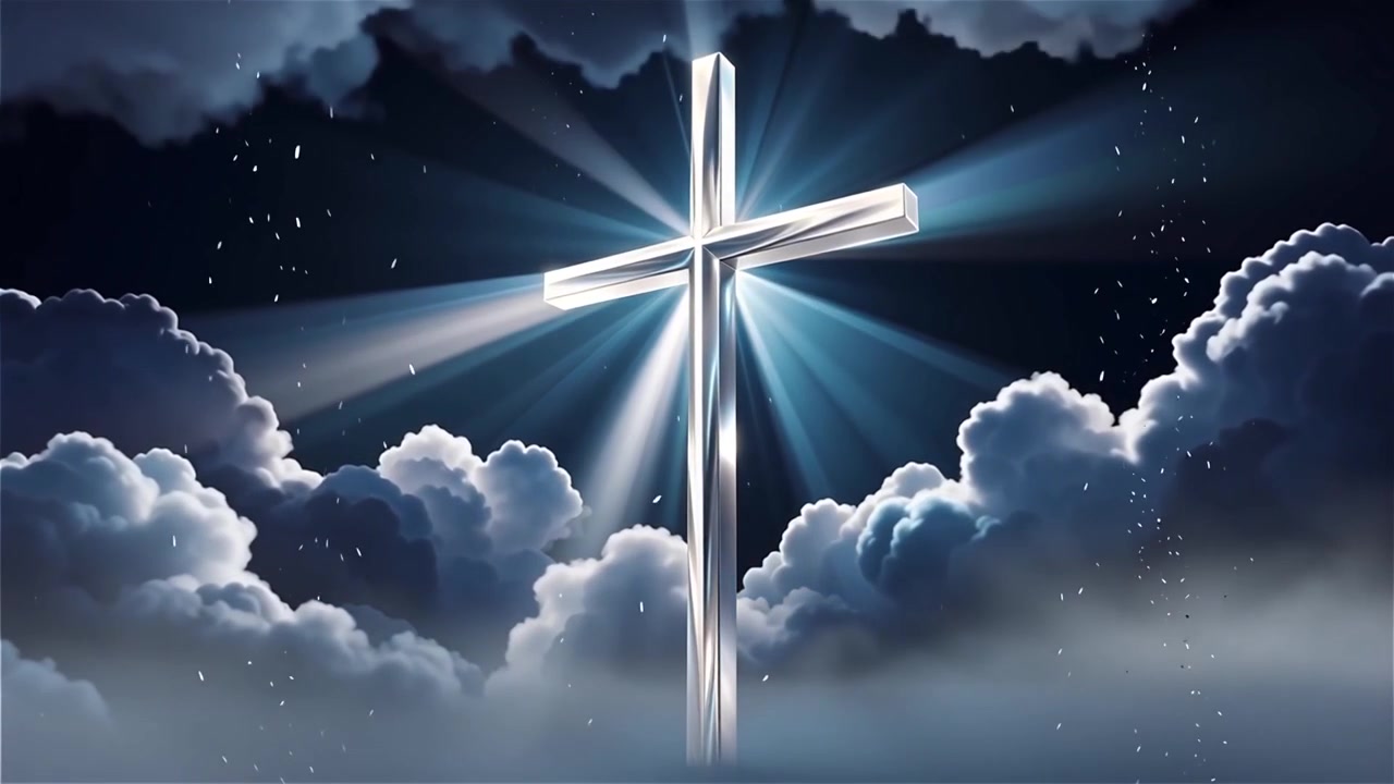 Christian Cross Heavenly Light Worship Background