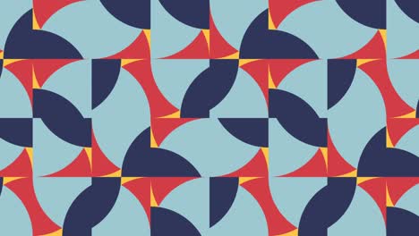 mosaico geométrico multicolor abstracto con formas dinámicas. fondo gráfico de movimiento sin fin en un diseño plano. patrón de concepto retro de bucle sin costuras
