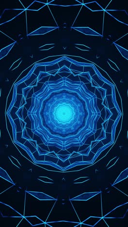 blue abstract background with circular design in the center. kaleidoscope vj loop vertical