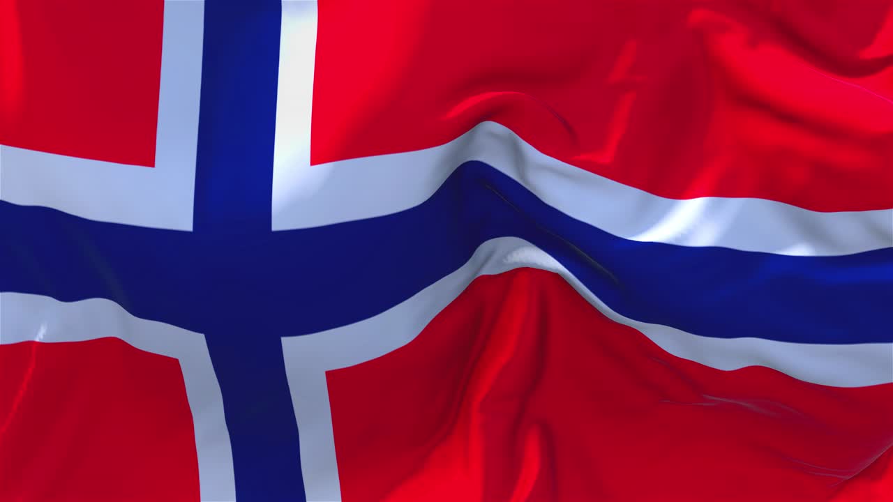 130 norway flag waving in wind slow motion animation 4k realistic fabric texture flag smooth blowing