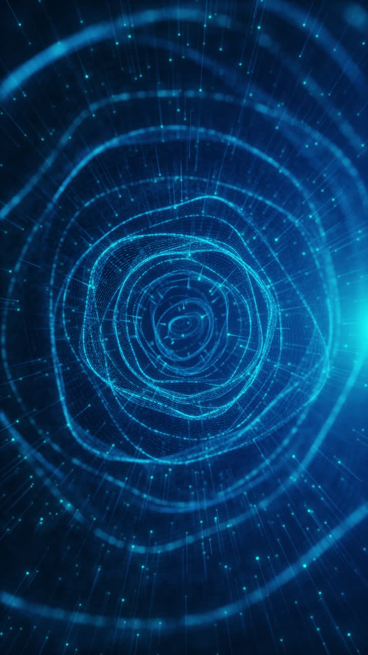 Dynamic blue wave particles futuristic background wave technology big data visualization cyber