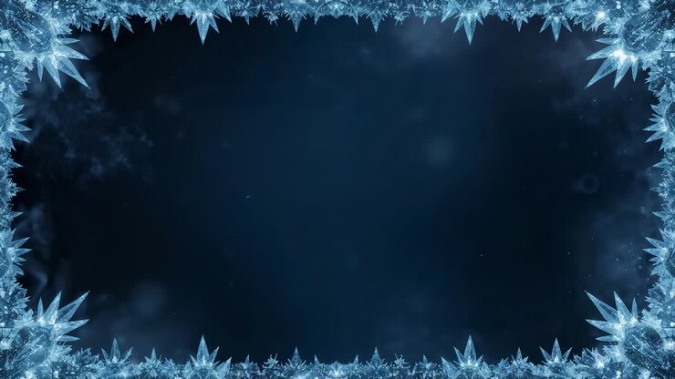 Animating navy panel digital backdrop ice border looping from frame1 showing glinting mist for text