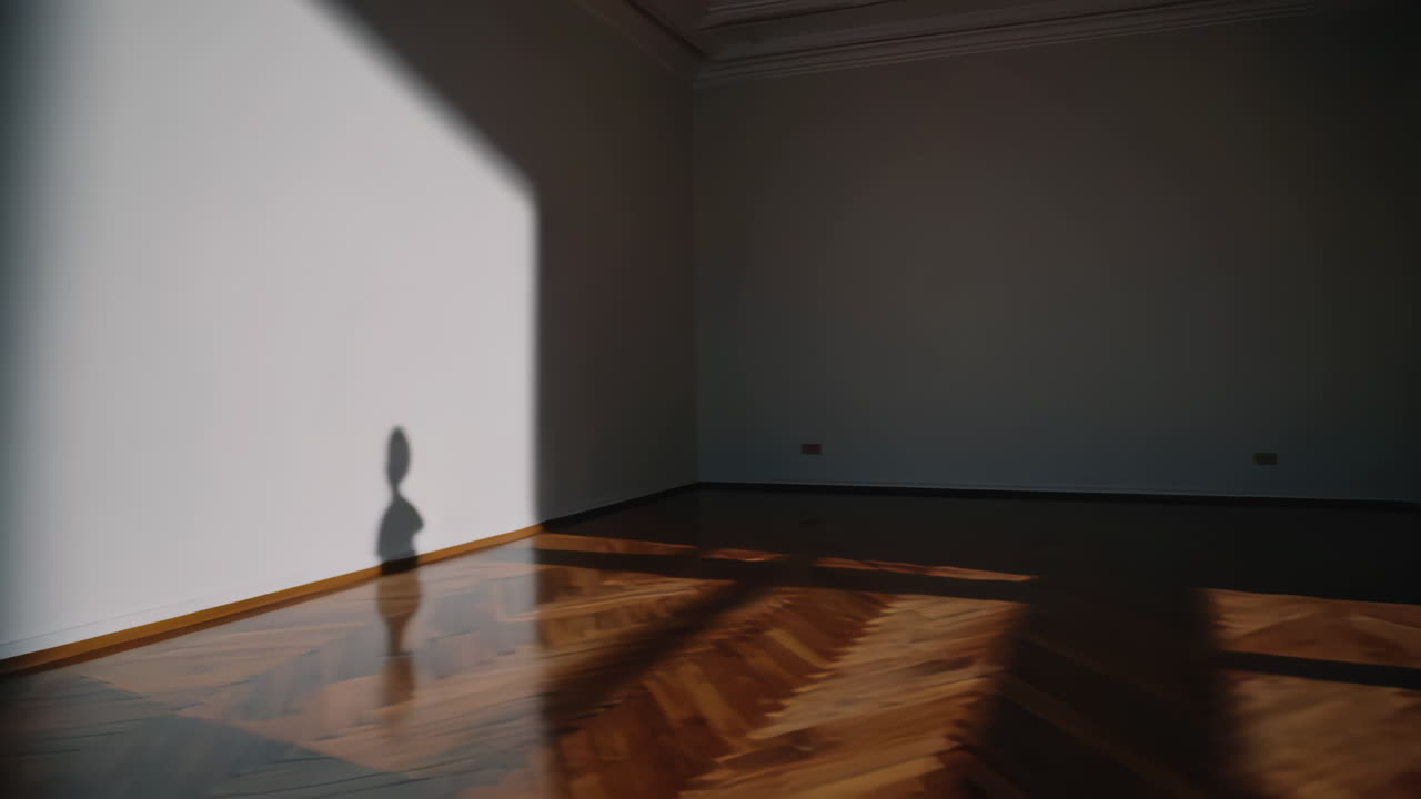 habitación vacía con luz solar y sombra