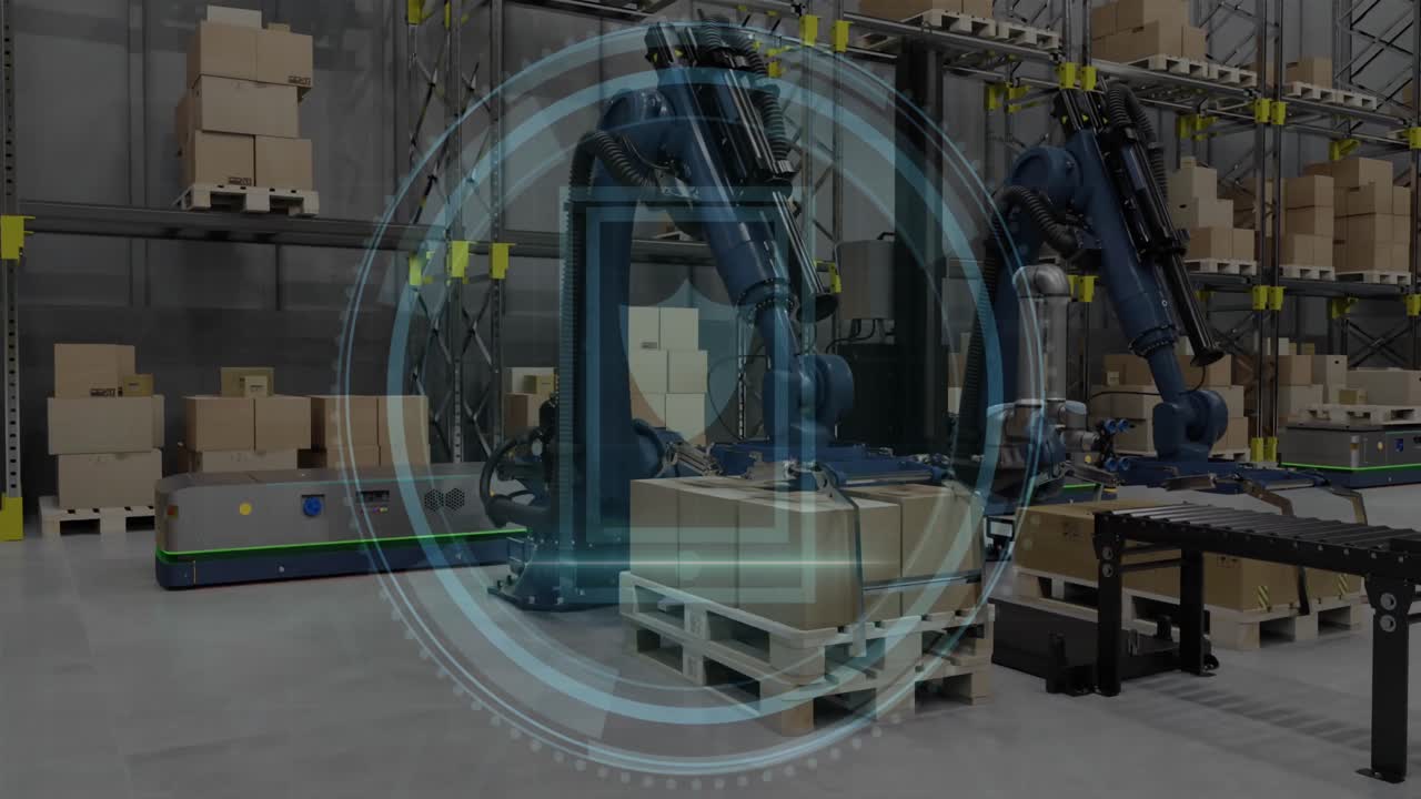 드 및 데이터 프로세싱을 창고에서 애니메이션화합니다.