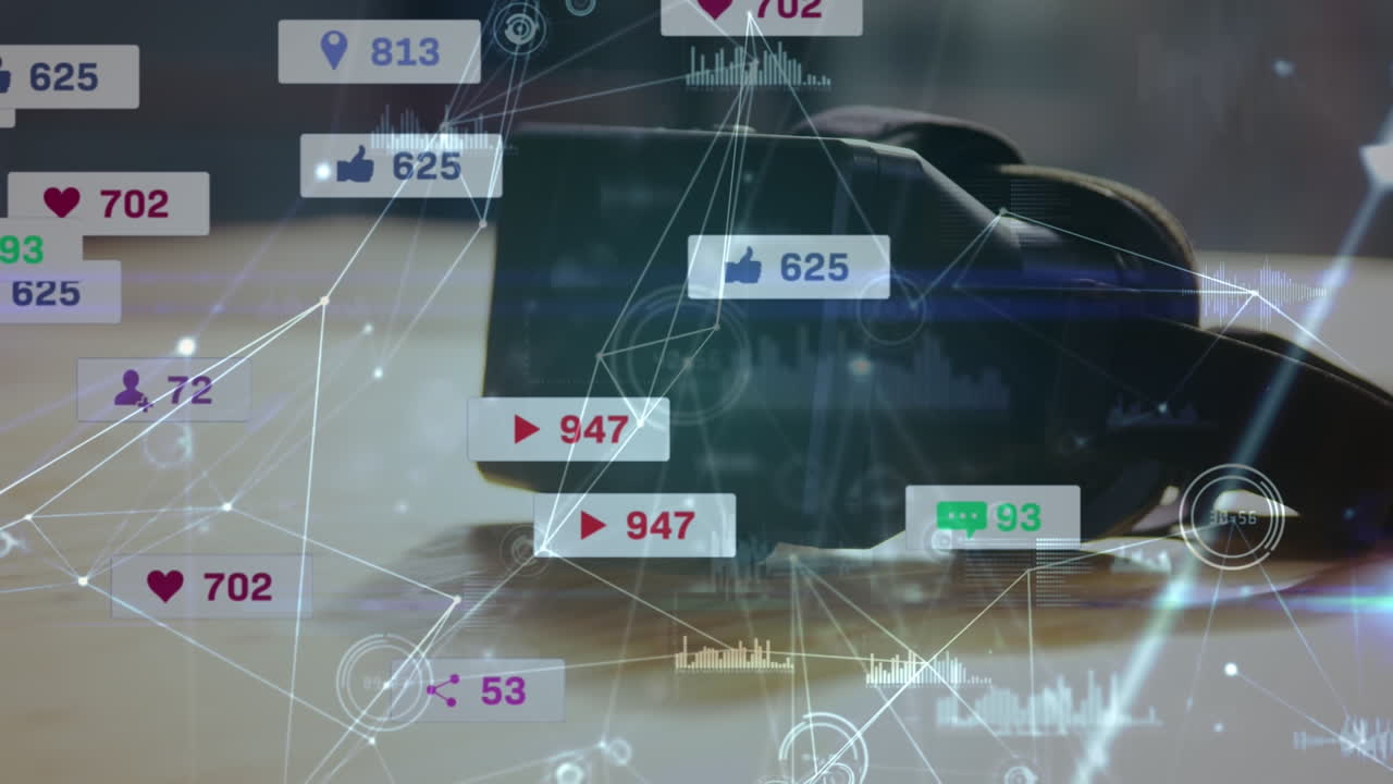 vr 헤드 ⁇ 을 통한 연결 및 소셜 미디어 반응의 애니메이션