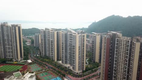 drone shots of guangzhou outskirts during a foggy, hazy morning, china-6