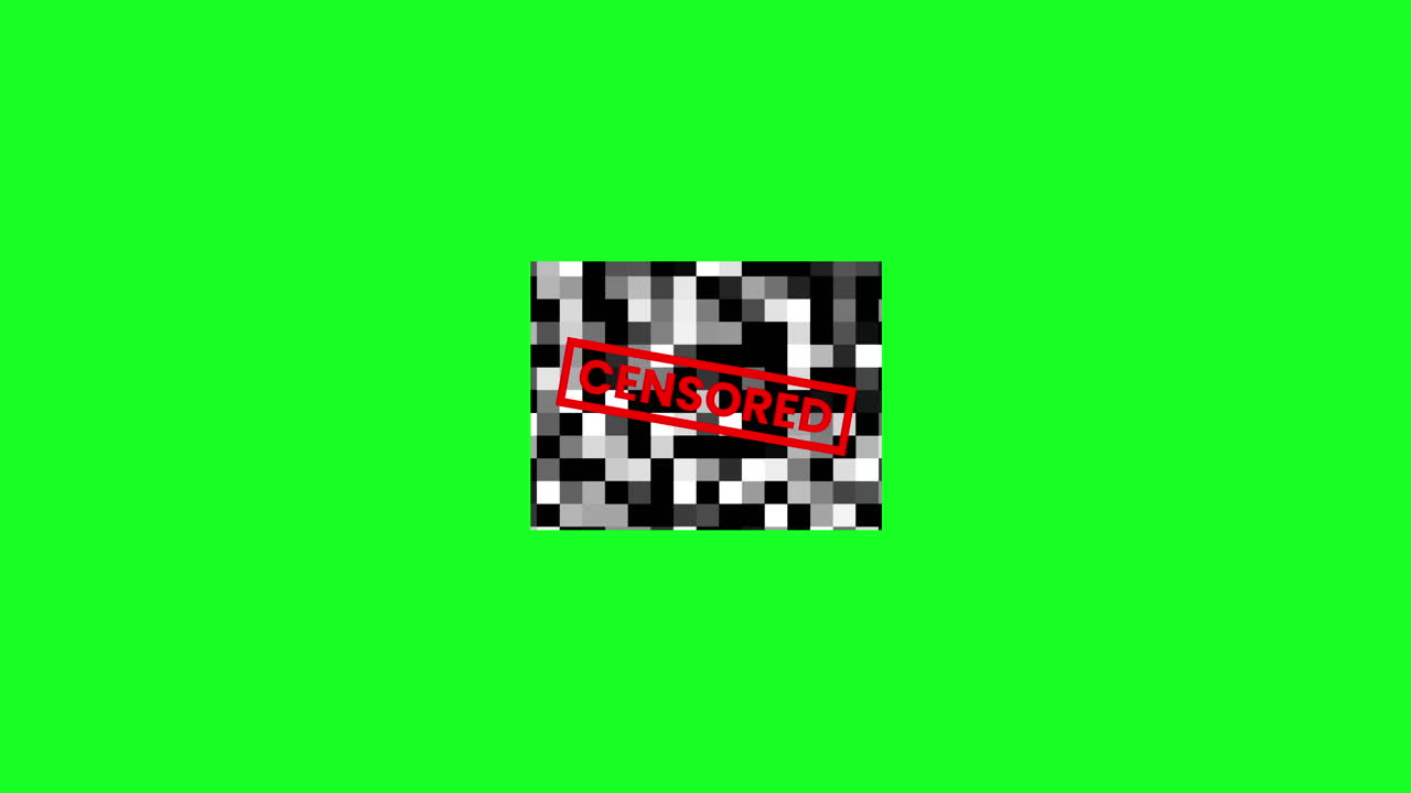 Censureret pixeliseret blok på greenscreen